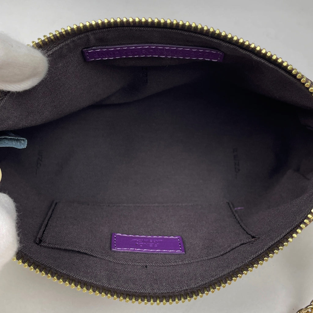【最終値引き】 フェンディ ズッカ柄 チェーン ハンドバッグ ロゴプレート 2WAY ショルダーバッグ アクセサリーポーチ ハンドバッグ キャンバス ブラウン パープル 8M0264 レディース 【中古】 brbag