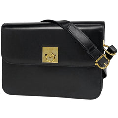 セリーヌ ロゴ ショルダーバッグ 斜め掛け ショルダーバッグ レザー ブラック レディース 【中古】brbag