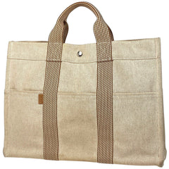 エルメス ニュー フールトゥ MM ハンドバッグ トートバッグ キャンバス ベージュ ブラウン レディース 【中古】brbag