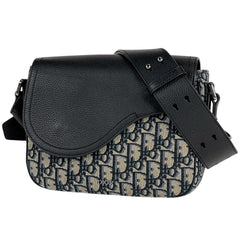 クリスチャンディオール サドル ショルダーバッグ メッセンジャー オブリーク トロッター柄 ショルダーバッグ キャンバス ブラック レディース 【中古】 brbag