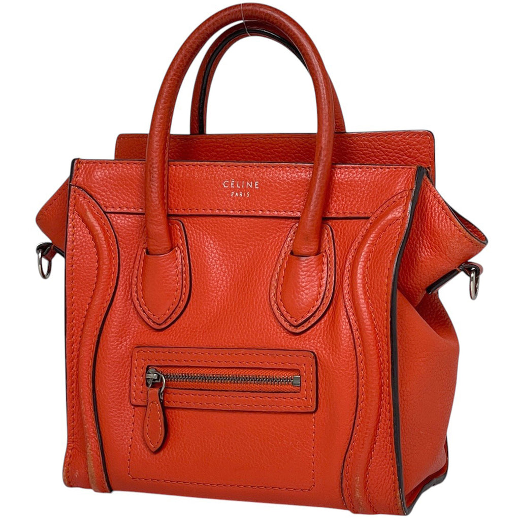 セリーヌ ラゲージ ナノショッパー 2WAY ショルダーバッグ ハンドバッグ レザー レッド レディース 【中古】 brbag
