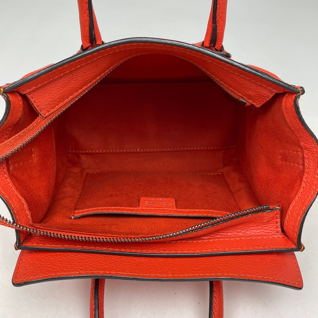 セリーヌ ラゲージ ナノショッパー 2WAY ショルダーバッグ ハンドバッグ レザー レッド レディース 【中古】 brbag