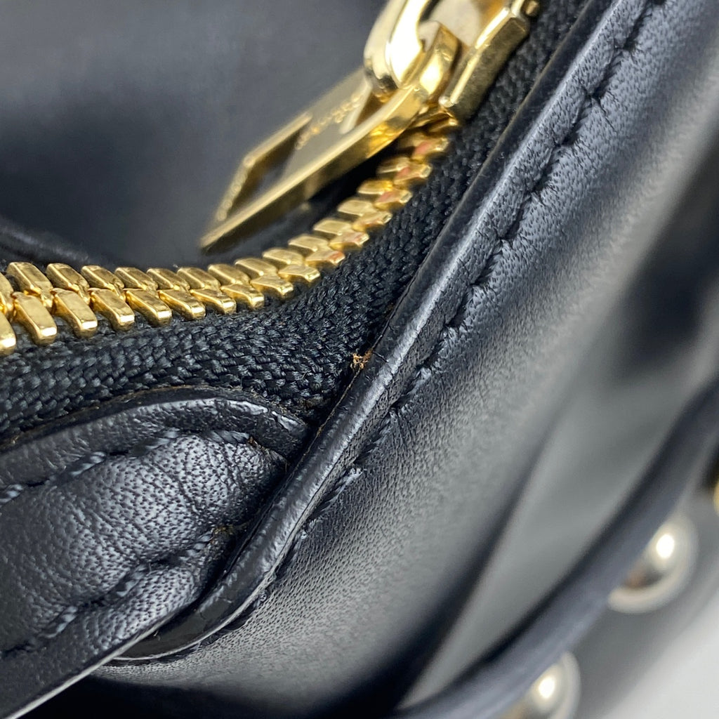 セリーヌ ロゴ ハンドバッグ スタッズ ショルダーバッグ ハンドバッグ レザー ブラック レディース 【中古】brbag