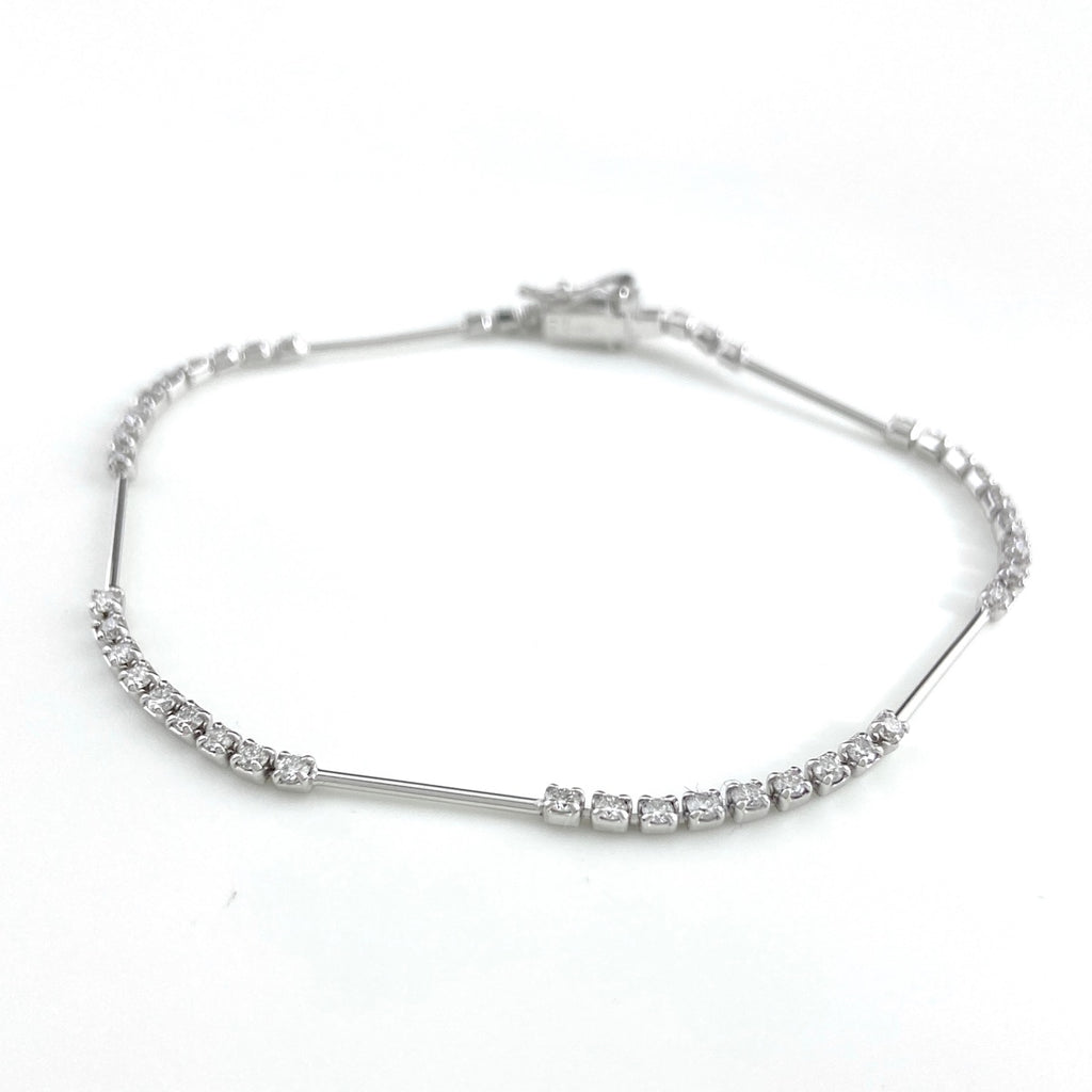 メレダイヤ デザインブレスレット WG ホワイトゴールド 腕輪 ブレスレット K18 WG ダイヤモンド レディース 【中古】nbjwl