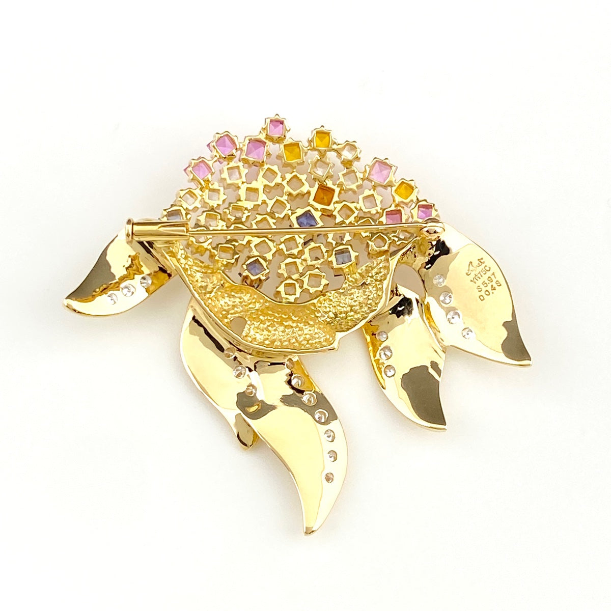 美品 Rene ルネ ビジュー フラワーモチーフ ブローチ ホワイト