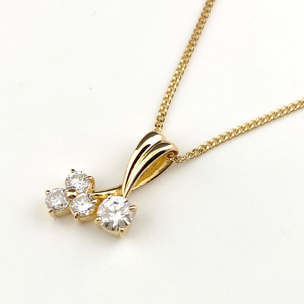メレダイヤ デザインネックレス YG イエローゴールド ペンダント ネックレス K18 ダイヤモンド レディース 【中古】 nbjwl