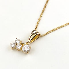 メレダイヤ デザインネックレス YG イエローゴールド ペンダント ネックレス K18 ダイヤモンド レディース 【中古】 nbjwl