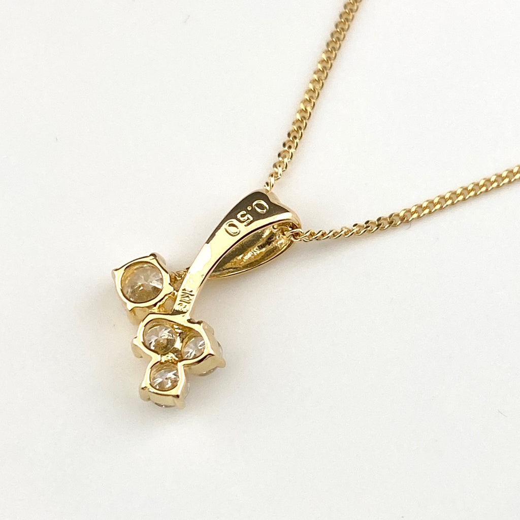 メレダイヤ デザインネックレス YG イエローゴールド ペンダント ネックレス K18 ダイヤモンド レディース 【中古】 nbjwl