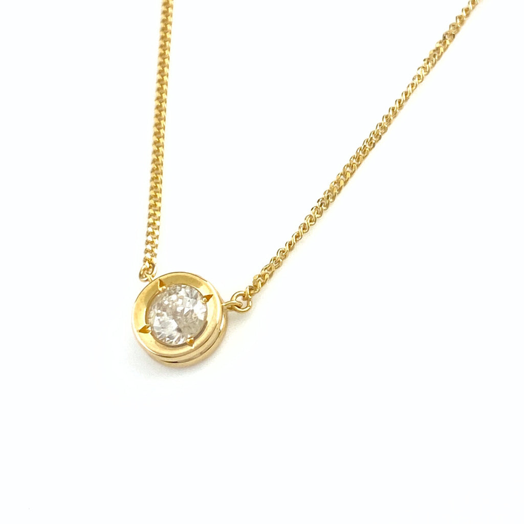 ダイヤモンド デザインネックレス YG イエローゴールド ペンダント ネックレス 750 ダイヤモンド レディース 【中古】nbjwl