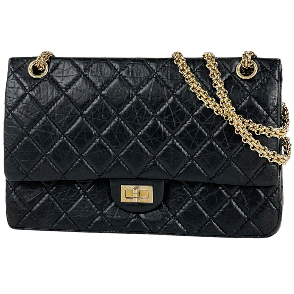 シャネル 2.55ライン チェーン ショルダーバッグ マトラッセ ショルダーバッグ レザー ブラック A37587 レディース 【中古】 brbag