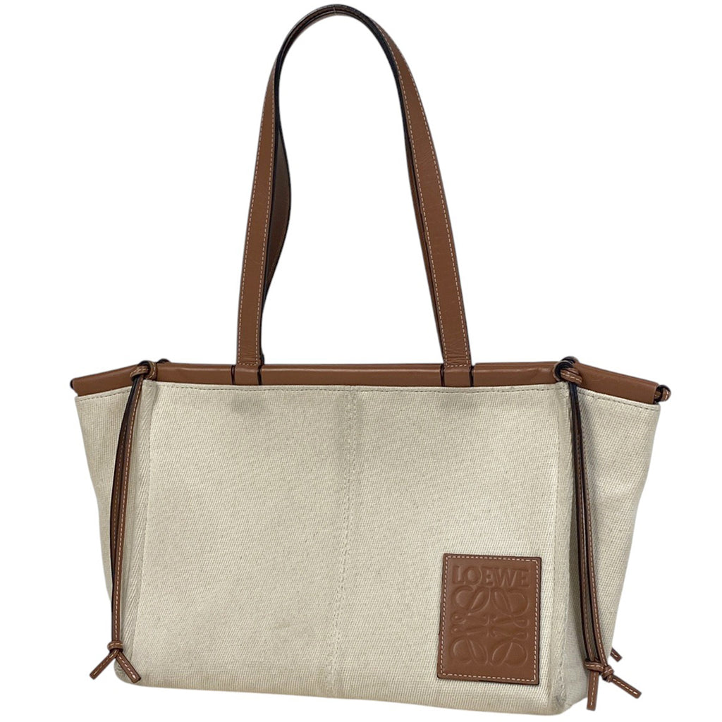 ロエベ クッショントート スモール ショルダーバッグ アナグラム トートバッグ キャンバス ブラウン レディース 【中古】 brbag