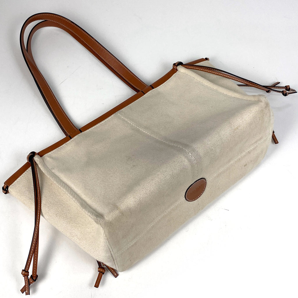 ロエベ クッショントート スモール ショルダーバッグ アナグラム トートバッグ キャンバス ブラウン レディース 【中古】 brbag