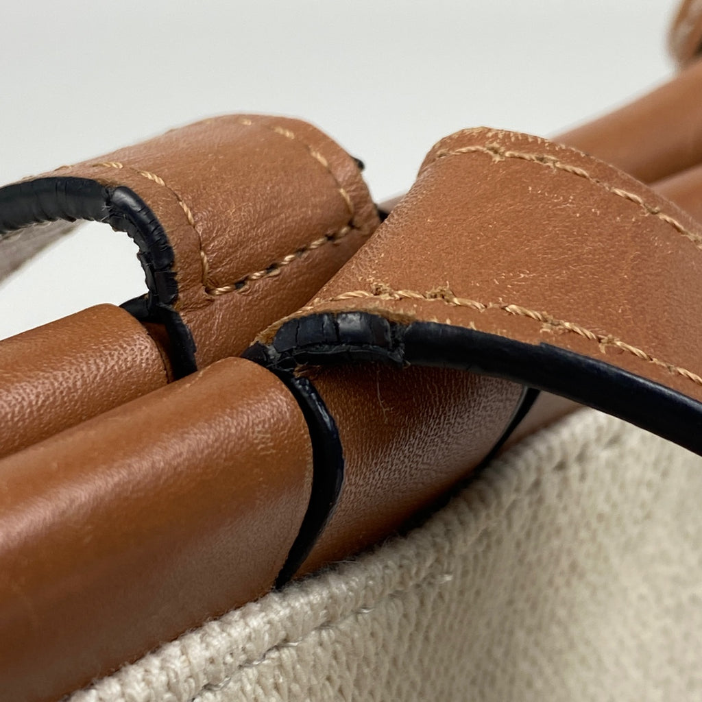 ロエベ クッショントート スモール ショルダーバッグ アナグラム トートバッグ キャンバス ブラウン レディース 【中古】 brbag