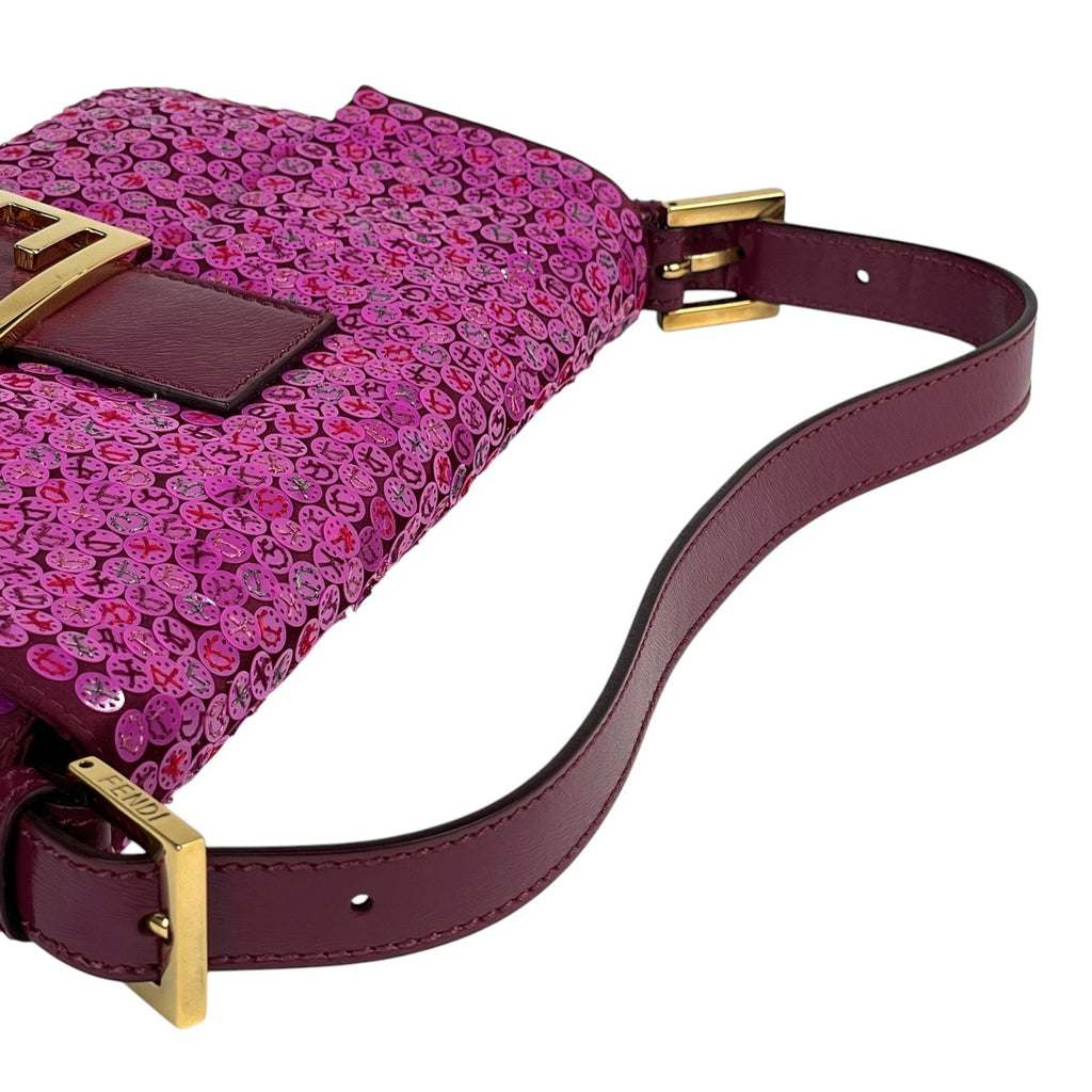 フェンディ ロゴ マンマバケット スパンコール ワンショルダー ショルダーバッグ サテン ピンク 8BR600 レディース 【中古】brbag