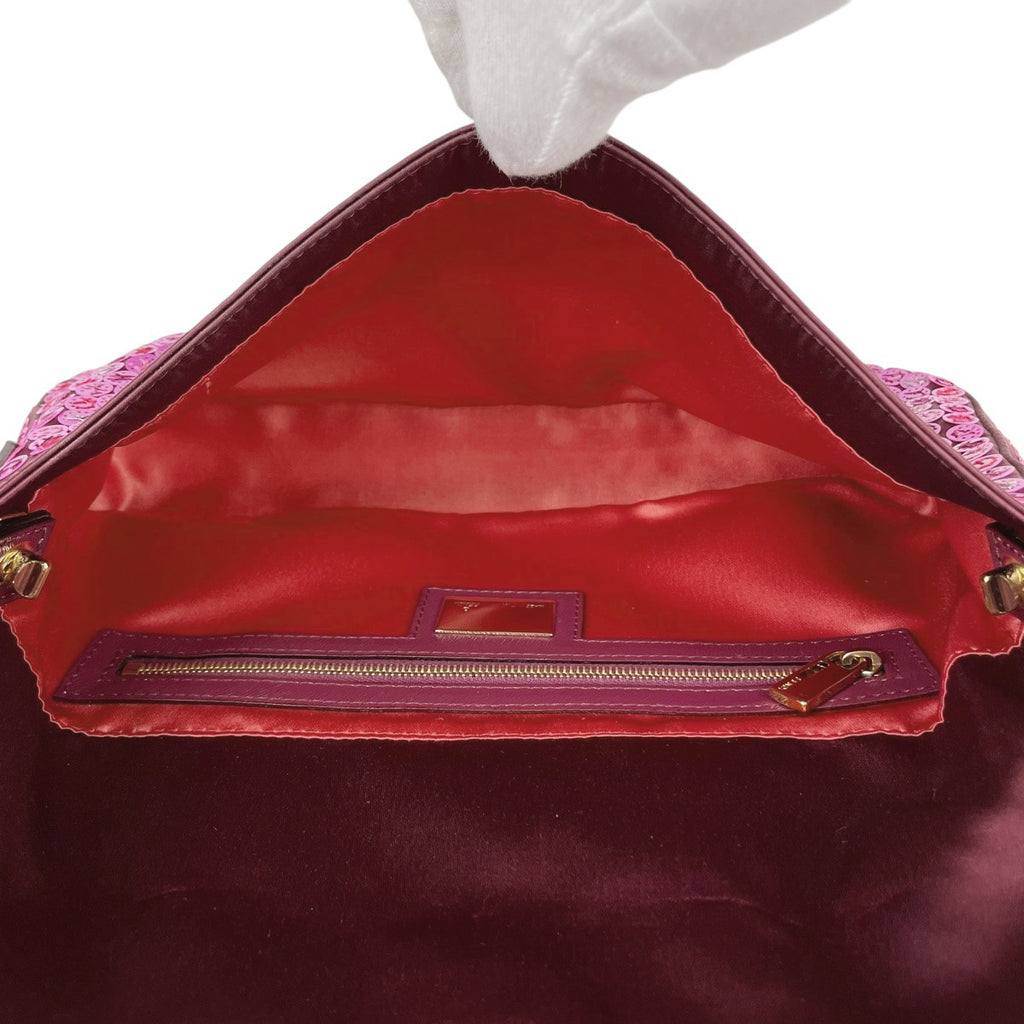 フェンディ ロゴ マンマバケット スパンコール ワンショルダー ショルダーバッグ サテン ピンク 8BR600 レディース 【中古】brbag