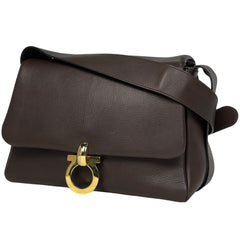 サルヴァトーレフェラガモ ガンチーニ ショルダーバッグ 斜め掛け ショルダーバッグ レザー ダークブラウン 5200 レディース 【中古】brbag
