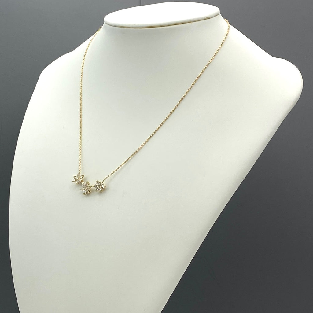 メレダイヤ デザインネックレス YG イエローゴールド ペンダント ネックレス K18 ダイヤモンド レディース 【中古】nbjwl