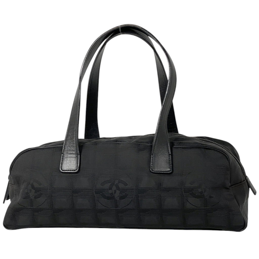 【ジャンク品】シャネル ニュートラベルライン ハンドバッグ ミニボストン ハンドバッグ ナイロンジャガード ブラック レディース 【中古】brbag