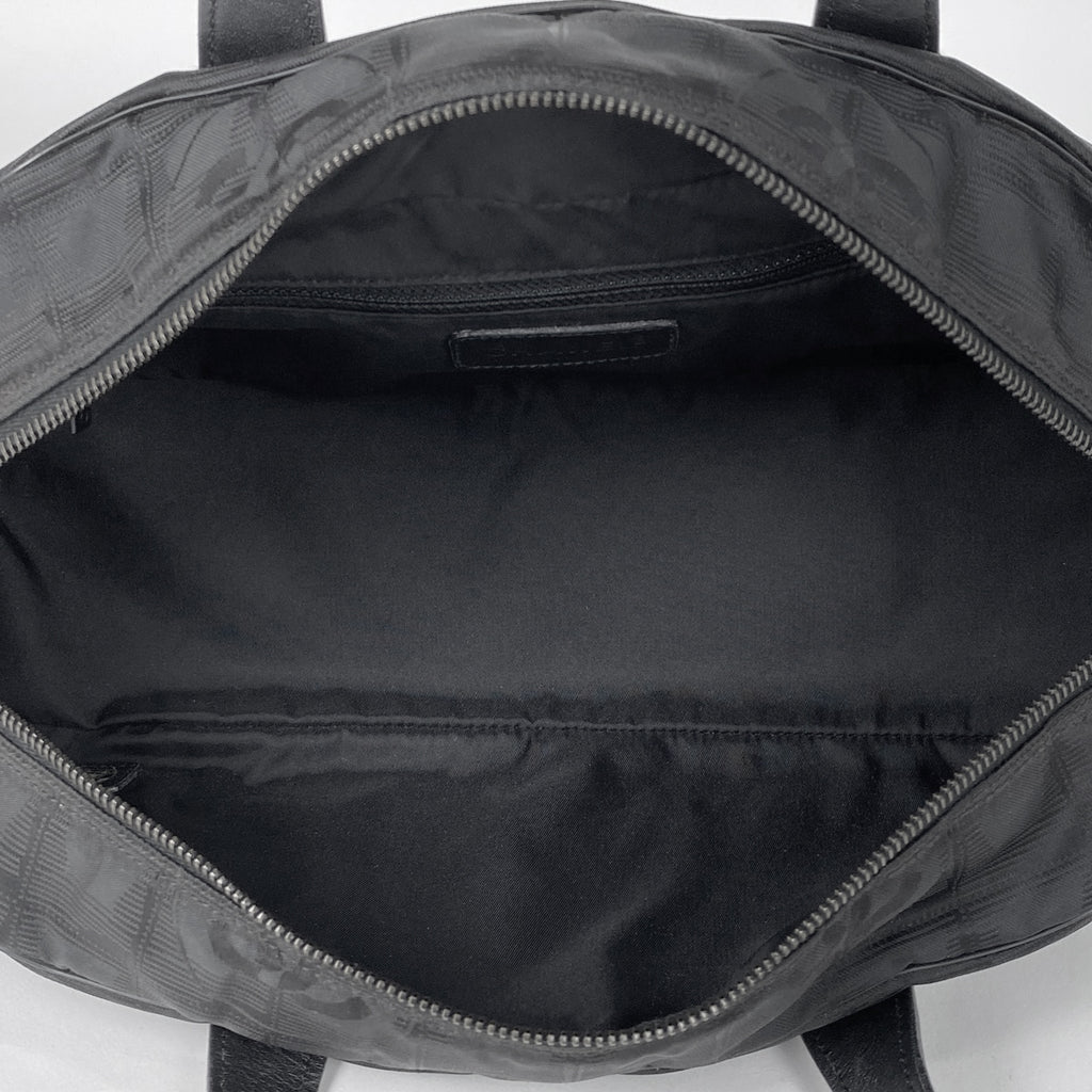 【ジャンク品】シャネル ニュートラベルライン ハンドバッグ ミニボストン ハンドバッグ ナイロンジャガード ブラック レディース 【中古】brbag