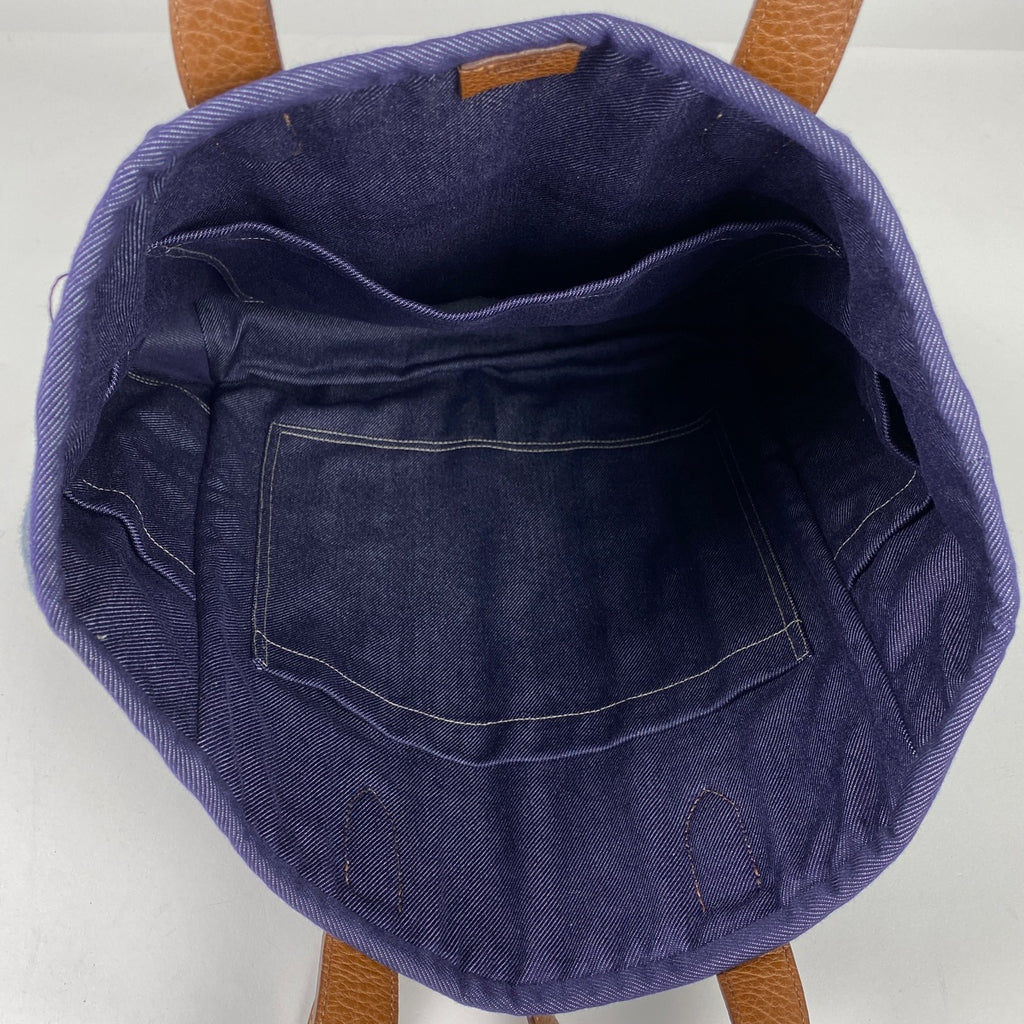エルメス カリカット ショルダーバッグ プリーツ トートバッグ デニム ブルー ブラウン □L レディース 【中古】brbag