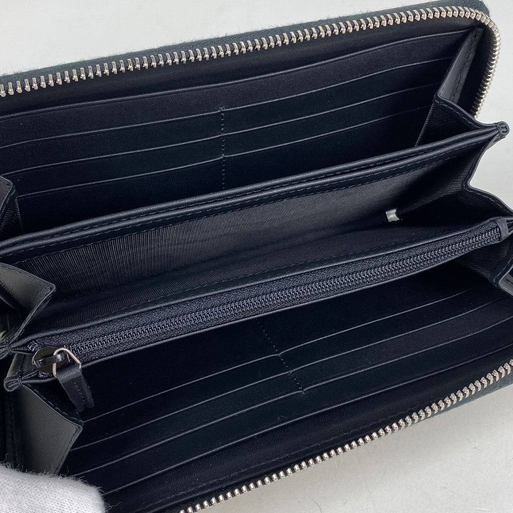 グッチ ロゴ ラウンドファスナー 長財布 SEGAコラボ  長財布 レザー ブラック ゴールド 510488 レディース 【中古】 brbag