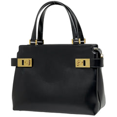 【在庫一掃】 サルヴァトーレフェラガモ ガンチーニ ハンドバッグ 2WAY ショルダーバッグ ハンドバッグ レザー ブラック レディース 【中古】brbag