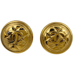 シャネル ココマーク ラウンド イヤリング 丸型 マトラッセ イヤリング GP ゴールド レディース 【中古】bracc