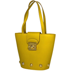 サルヴァトーレフェラガモ ロゴ ハンドバッグ 手提げ ハンドバッグ レザー イエロー レディース 【中古】 brbag