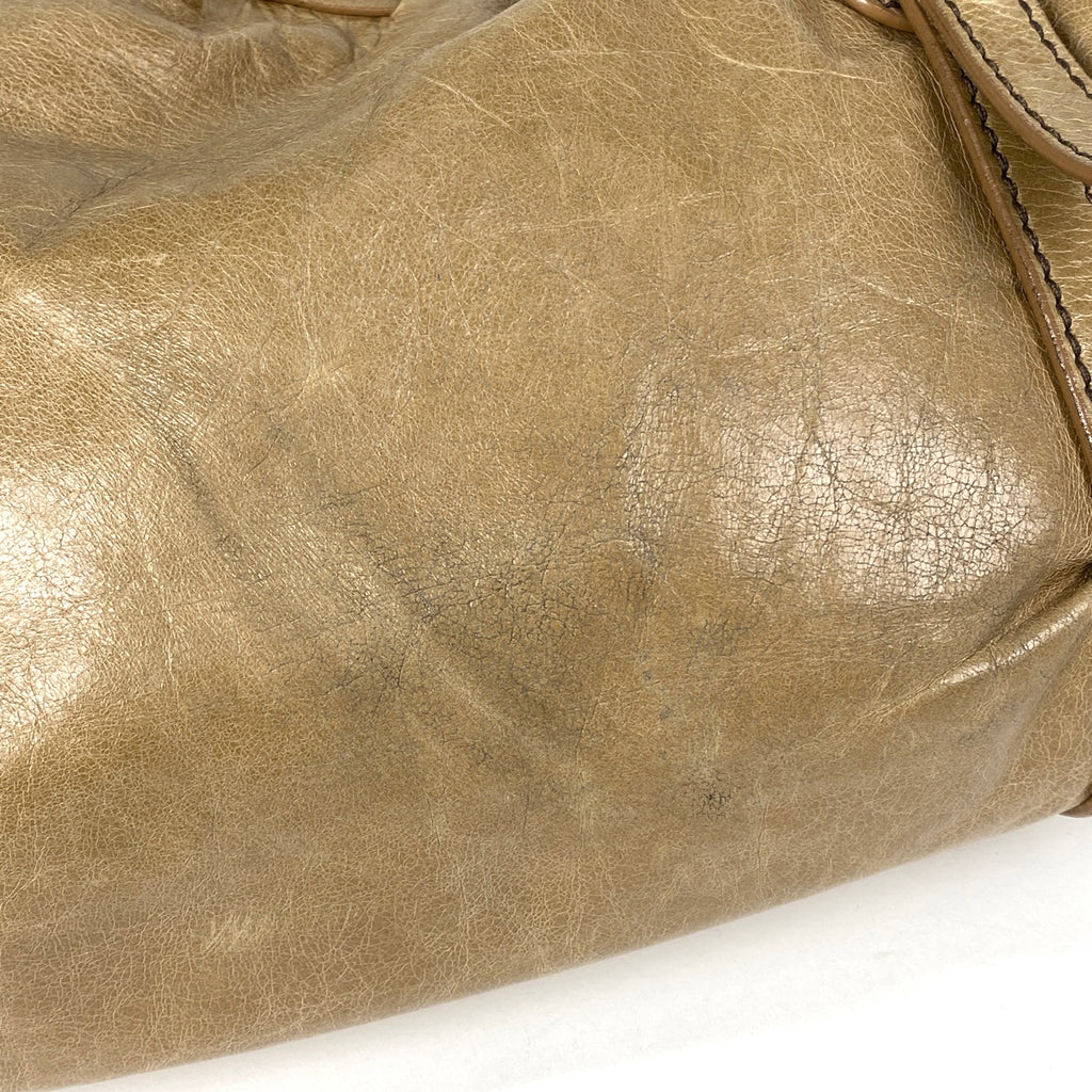 ミュウ ミュウ ロゴ トートバッグ ショルダーバッグ トートバッグ レザー ブラウン レディース 【中古】 brbag