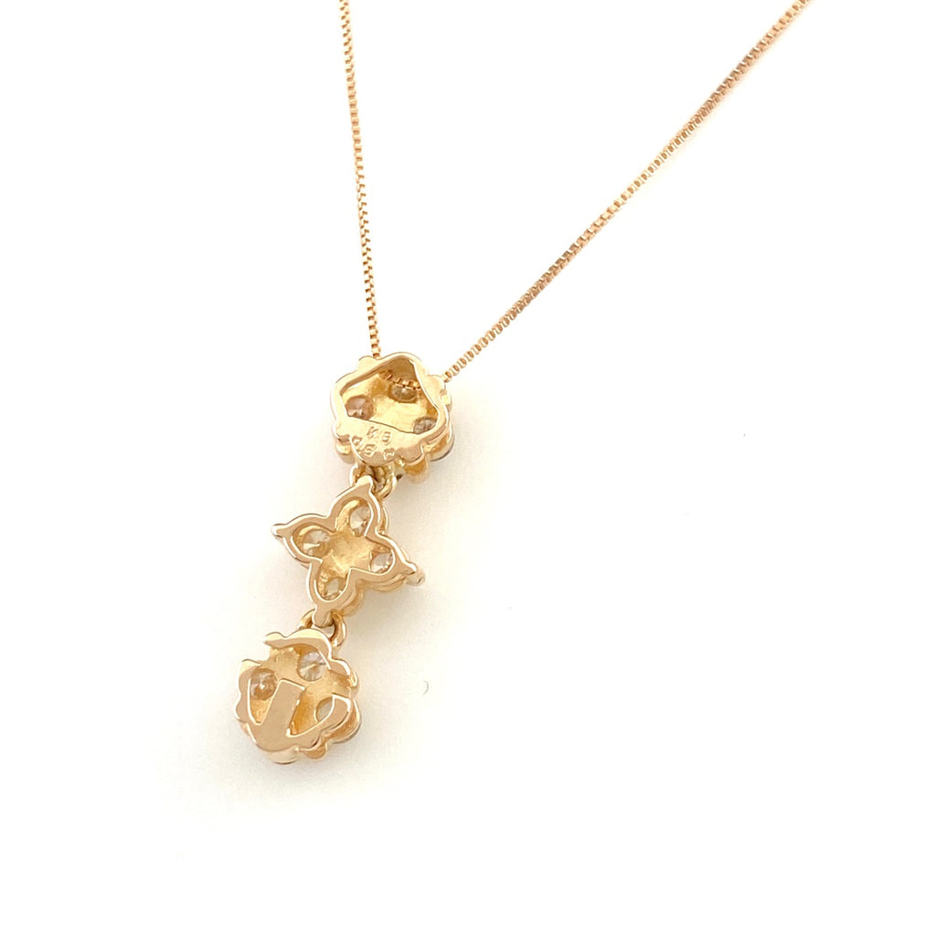 フラワーモチーフ デザインネックレス PG ピンクゴールド ペンダント メレダイヤ 3WAY 花 ネックレス K18 ダイヤモンド レディース 【中古】nbjwl