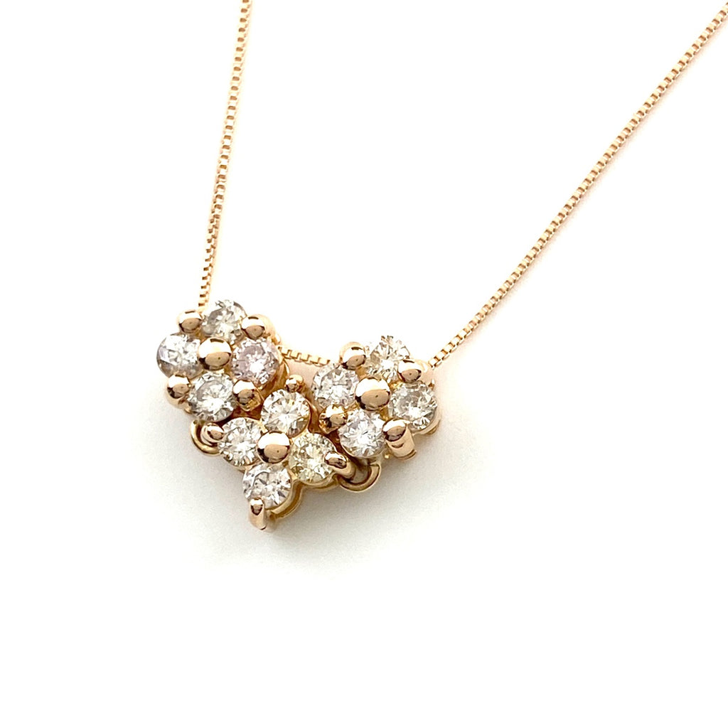 フラワーモチーフ デザインネックレス PG ピンクゴールド ペンダント メレダイヤ 3WAY 花 ネックレス K18 ダイヤモンド レディース 【中古】nbjwl