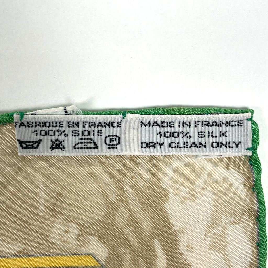 エルメス カレ 90 CARPE DIEM 今日一日を楽しむ 太陽 月 星 スカーフ シルク グリーン マルチカラー レディース 【中古】brbag