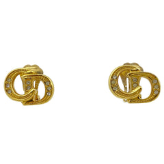 クリスチャンディオール ロゴ ラインストーン イヤリング CD イヤリング GP ゴールド レディース 【中古】bracc