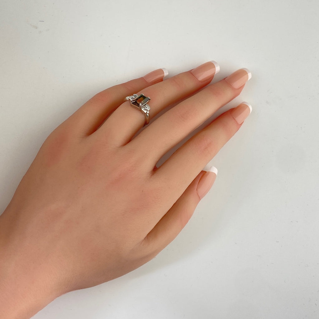 パーティカラードトルマリン デザインリング プラチナ 指輪 メレダイヤ リング 10号 Pt900 ダイヤモンド パーティカラードトルマリン レディース 【中古】nbjwl