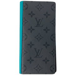 ルイ・ヴィトン ポルトフォイユ ブラザ 札入れ 小銭入れ 長財布 モノグラムエクリプス グレー ターコイズ M11467 メンズ 【中古】brbag