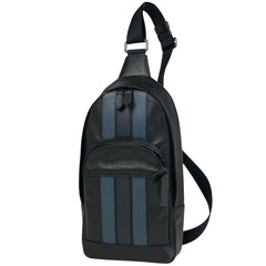 コーチ ロゴ ボディバッグ ショルダーバッグ ボディバッグ レザー ブラック ブルー F49318 メンズ 【中古】brbag