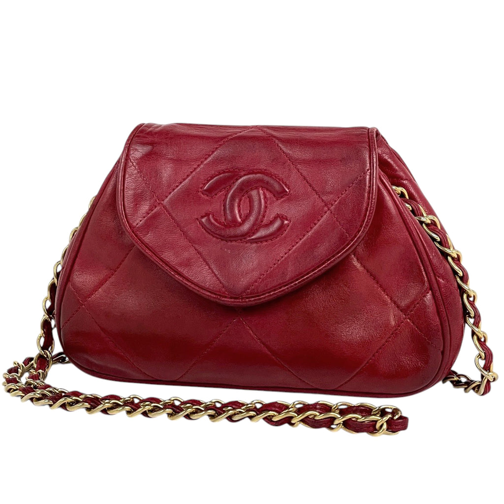 シャネル ココマーク チェーン ショルダーバッグ マトラッセ ショルダーバッグ レザー レッド レディース 【中古】brbag