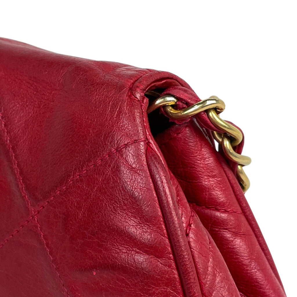 シャネル ココマーク チェーン ショルダーバッグ マトラッセ ショルダーバッグ レザー レッド レディース 【中古】brbag