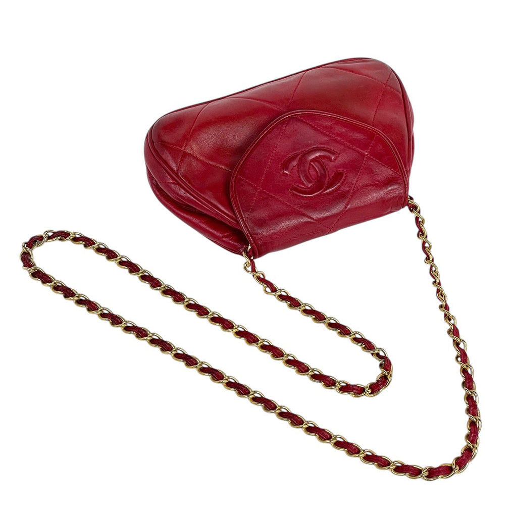 シャネル ココマーク チェーン ショルダーバッグ マトラッセ ショルダーバッグ レザー レッド レディース 【中古】brbag