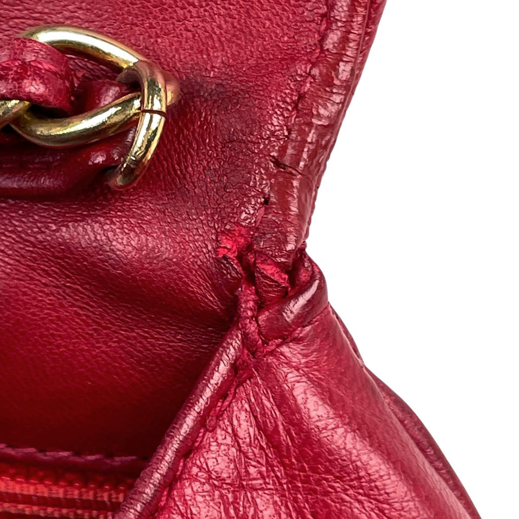 シャネル ココマーク チェーン ショルダーバッグ マトラッセ ショルダーバッグ レザー レッド レディース 【中古】brbag