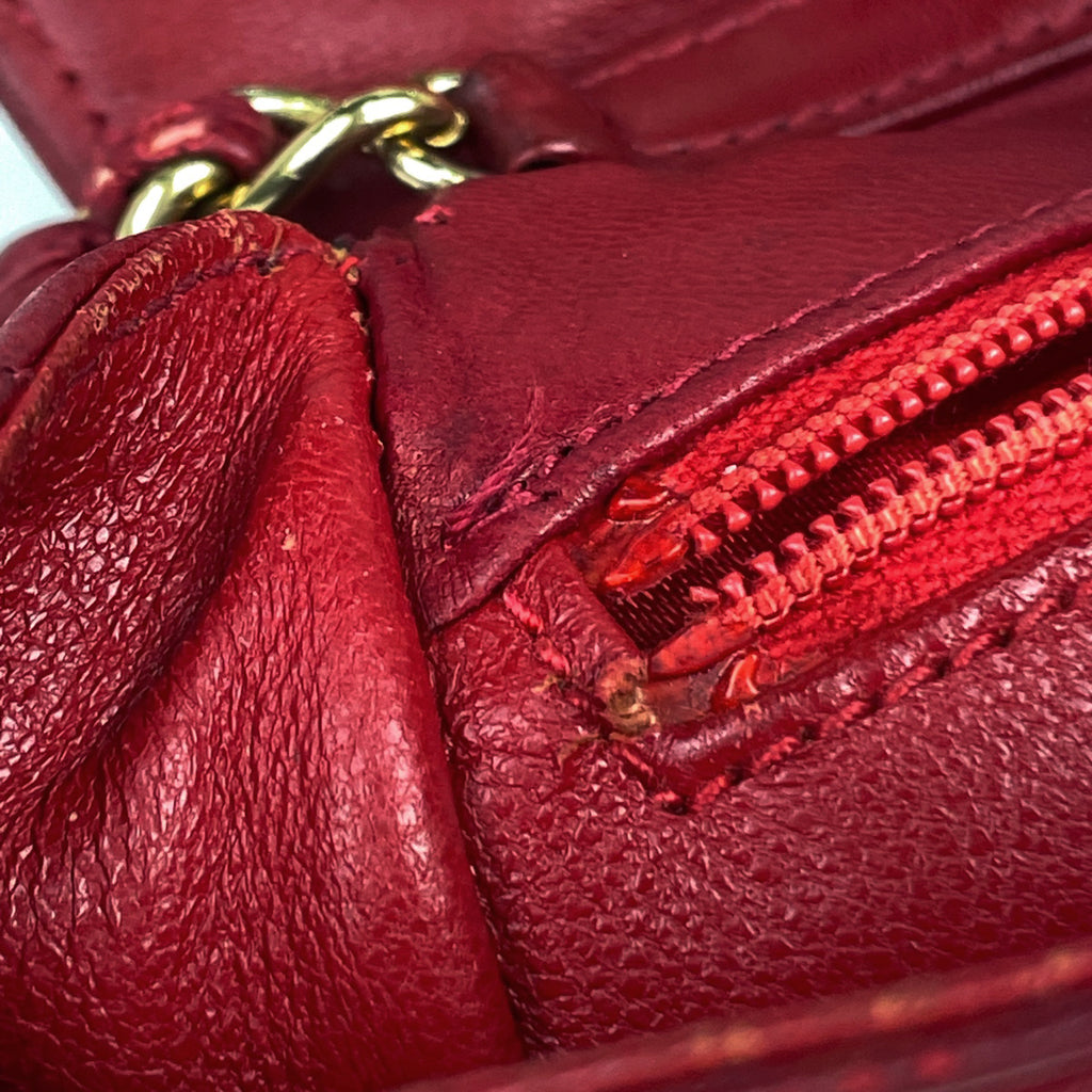 シャネル ココマーク チェーン ショルダーバッグ マトラッセ ショルダーバッグ レザー レッド レディース 【中古】brbag