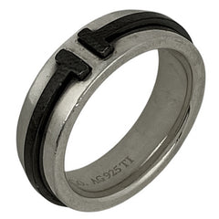 ティファニー Tスクエア リング 指輪 リング 9号 シルバー925 シルバー ブラック レディース 【中古】bracc