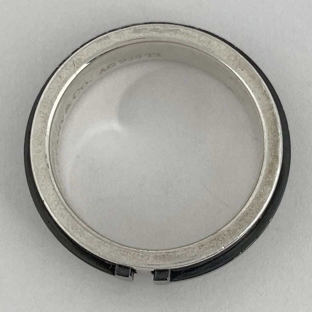 ティファニー Tスクエア リング 指輪 リング 9号 シルバー925 シルバー ブラック レディース 【中古】bracc