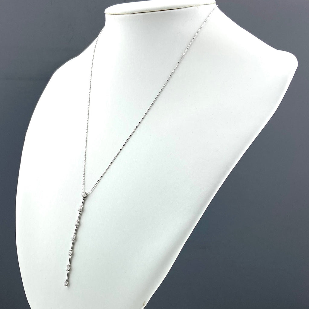 メレダイヤ デザインネックレス WG ホワイトゴールド ペンダント スイング ネックレス K18 WG ダイヤモンド レディース 【中古】nbjwl