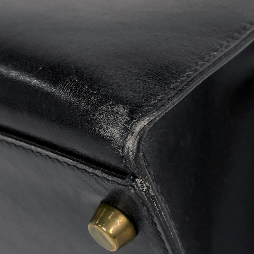 エルメス ケリー 32 外縫い ハンドバッグ ボックスカーフ ブラック 〇V レディース 【中古】 brbag