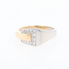 メレダイヤ デザインリング プラチナ 指輪 リング 12.5号 Pt900 K18 ダイヤモンド レディース 【中古】nbjwl