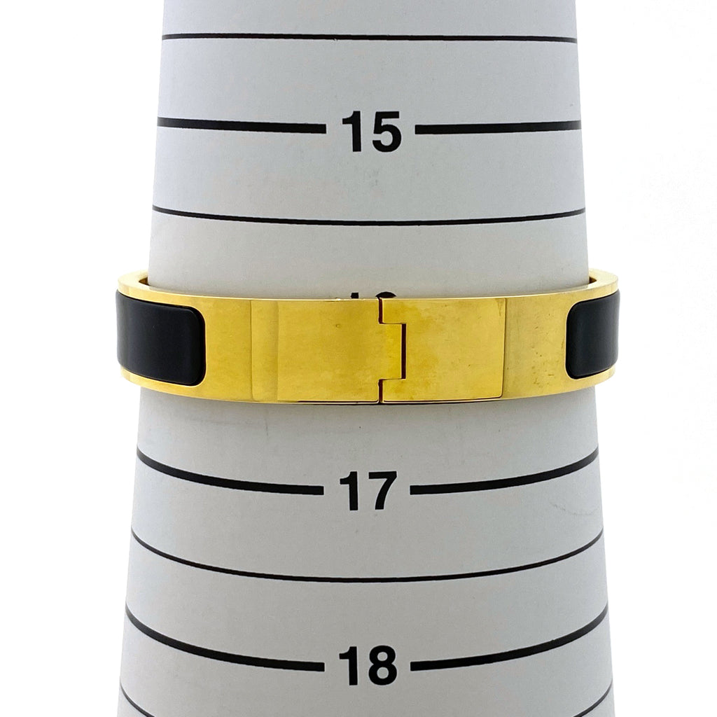 エルメス クリックH エナメルブレスレット クリッククラック Hロゴ バングル GP ゴールド ブラック レディース 【中古】bracc