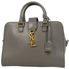 イヴ・サンローラン ベイビーカバス ハンドバッグ 2WAY ショルダーバッグ ハンドバッグ レザー グレー 472466 レディース 【中古】brbag