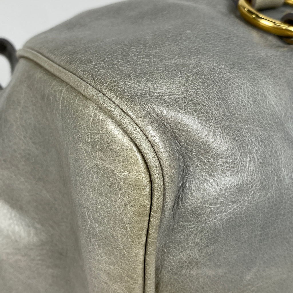 ミュウ ミュウ ロゴ ハンドバッグ 2WAY ショルダーバッグ リボン ハンドバッグ レザー グレー レディース 【中古】brbag