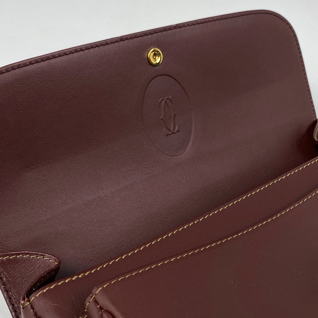 カルティエ マストライン ショルダーバッグ ショルダーバッグ レザー ボルドー レディース 【中古】brbag